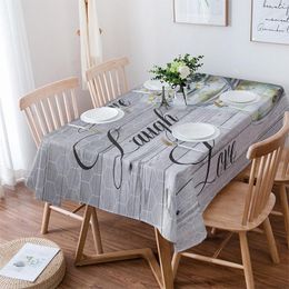 Table Cloth Vintage Wood Grain Flower Daisy Tablecloth Waterproof Dining Rectangular Round Home Textile Kitchen Decoration