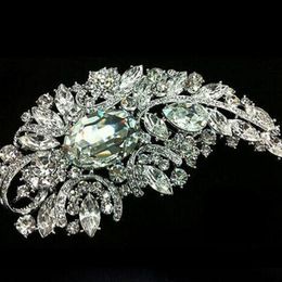Pins Brooches Elegance Large Brooches for Women Crystal Flower Brooch Pin Jewellery Accessories 230616