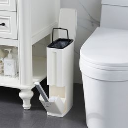 Waste Bins Plastic Trash Can Set Toilet Brush Bin Dustbin Garbage Bag Dispenser JAN88 230617