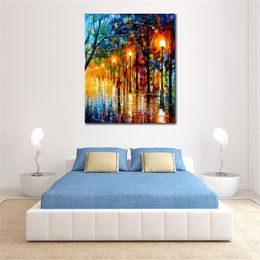 Handmade Landscape Art on Canvas The Colours of Winter Ii Vibrant Street Artwork Painting Home Decor