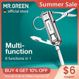 Nail Clippers MR.GREEN Multifunctional Nail Clipper Stainless Steel Six Functions Nail Files Bottle Opener Small Knife Scissors Nail Cutter 230616