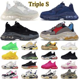 triple s men women designer luxury casual shoes clear sole platform sneakers black white red neon green pink purple mens outdoor sneaker trainers Tennis