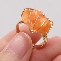 Cluster Rings Natural Semi Precious Stones Irregular Colored Crystal Duzy Opening Reiki Healing Charming Jewelry Exquisite Gifts