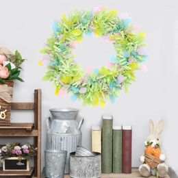 Decorative Flowers Easter Wreath Anti-scratch Non-shedding Fadeless Tear-resistant Not Wither Easy To Hang Coloured Ribbon Pendant For Party