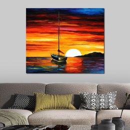 Abstract Wall Art Sunset by The Hill Handmade Oil Painting Canvas Artwork Contemporary Home Decor