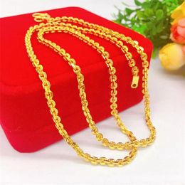 Chains Women Necklace Chain Thin Solid Real 18k Gold Colour Fashion Clavicle Jewellery Gift