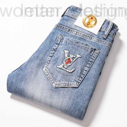 Men's Jeans designer Designer New summer light Colour jeans men's slim fit small foot elastic fashion label printed pants HS8A I4PH