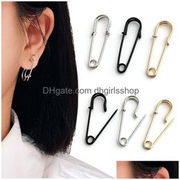 Charm Trendy Uni Punk Rock Style Safety Pin Ear Hook Stud Earrings Exquisite Jewellery Gift For Women Men Drop Delivery Dhzhz