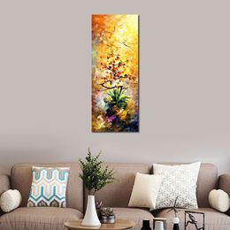 City Life Landscape Canvas Art Tree Hand Painted Kinfe Painting for Hotel Wall Modern