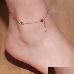 Anklets Sljely Fashion Real 925 Sterling Sier Lucky Eye Heart Anklet 3 Gold Colours Chain Leg Bracelet Women Luxury Brand Foo Dhgarden Dhocb
