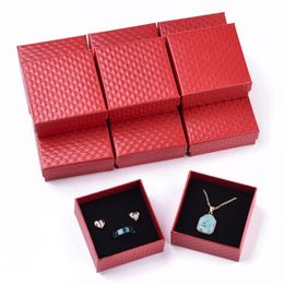 Jewelry Boxes 12pcs Cardboard Jewelry Boxes for Pendant Earring Ring with Sponge Inside Square Red Black White 7.5x7.5x3.5cm 230616