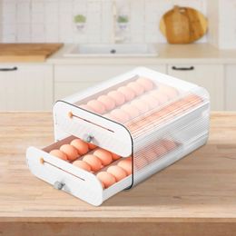 Storage Bottles Egg Holder Tray Clear Large Capacity 2 Layer Drawer Trays Refrigerator Organizer Bins With Time Table For Cupboard