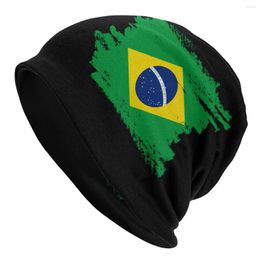 Berets Unisex Winter Bonnet Homme Knitted Hats Fashion Flag Of Brazil Beanie Cap Outdoor Brazilian Proud Beanies Caps For Men Women