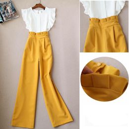 Women's Tracksuits Two Piece Set Top And Pants Spring Summer Women's Two-piece Temperament Sleeveless Shirt Fashion Wide Leg Suit
