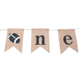 Decorative Flowers 1pc Rugby Burlap Banner Pull Flag Birthday Party Decoration Supplies One Year Old For Kids Baby