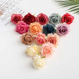 Dried Flowers 6.5CM Artificial Silk Rose Head For Home Wedding Decoration Christmas DIY Scrapbook Craft Supplies Fake Plants