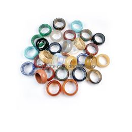 Band Rings Random Colour Natural Stone Ring Jewellery A Diversity Of Stones Two Kinds Models Uni Circle Finger Charms 12Mm Width Drop De Dhgnq