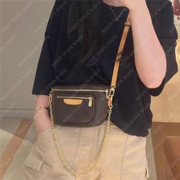 2023 Woman Mini Bumbag Mens Designer Waist Bag Fashion Fanny Pack Old Brown Flowers Chain Leather Belt Bags Chest Crossbody Fannypacks