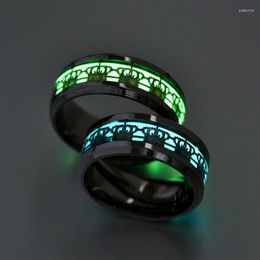 Cluster Rings Luminous Ring Crown Fashion Man Minimalist Stainless Steel Glowing Couple In The Dark Band Jewelry
