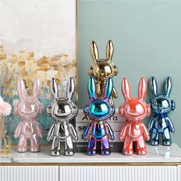 Decorative Objects Figurines Nordic Space Rabbit Desktop Decorations Accessory Statuettes Home Decor Creative Ceramic Craft Animal Multicolor Ornaments 230616