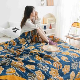 Blanket Throw Blanket Summer Cotton Gauze Double Bedspreads On The Bed Sofa Office Bed Towelling Coverlet Couple Blanket 200*230cm R230617