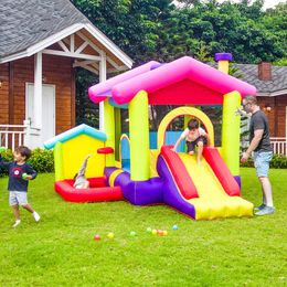 Inflatable Moonwalk Jumper Bounce House Castle Jumping Bouncer Slide Combo for Backyard Park Lawn Party Indoor Outdoor Sports Play Fun Small Gifts Children Toys