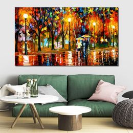 Handmade Canvas Art Sudden Sparks Contemporary Oil Paintings Streets People Painting Bathroom Decor