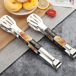 Cookware Parts Stainless Steel Food Tongs NonStick Serving Barbecue Anti Heat Bread Clip Salad Tong BBQ Tool 230616