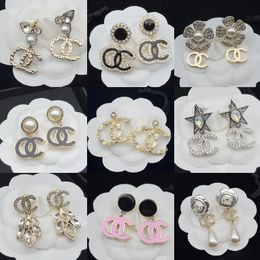 2023 Classic Brand CC Earring Fashion Korean Edition Long Crystal Earrings Luxury Natural Pearl S925 Silver Earring for Women's Designer Jewelry