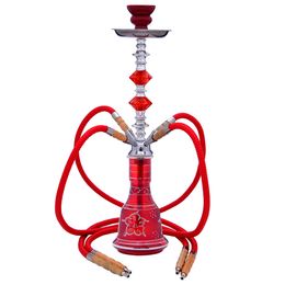 21.6inches Tower Shaped Hookah Set Glass Metal Double Hose duo Glass Shisha Beaker Smoking shisha Cigarette Philtre Arabian Oil Rigs