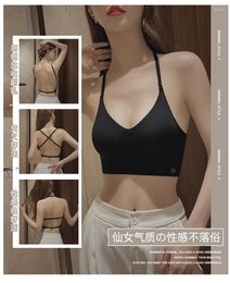 Yoga Outfit 2023 Pure Style Large Open Back U-shaped Beautiful Bra For Spicy Girls Sexy Breathable Collar Free Breast Lingerie