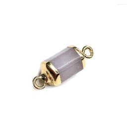 Pendant Necklaces 2pcs Natural Gem Cylindrical Picture Stone Tiger Eye Black Agate Connector DIY Necklace Bracelet Accessories For Woman