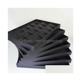 Jewellery Tray Black Pu Leather Pallet Necklace For Show Rings Bracelet Exhibition Organiser Showcases Drop Delivery Packaging Display Dhypl