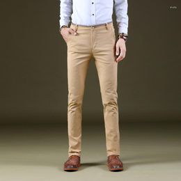 Men's Pants Boutique Pure Colour Mens Casual Classic Khaki Business Fashion Slim Fit Cotton Stretch Trousers Male Brand Clothing