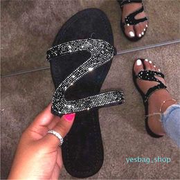 Rhinestone Roman Slides: Chic Flat Sandals for Women, Perfect for Summer Beach Outdoor Activities. EU35-43 Sizes