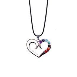 Pendant Necklaces Seven Chakra Gemstone Handmade Heart Necklace Ladies Winter Sweater Exquisite Drop Delivery Jewellery Pendants Dh39B