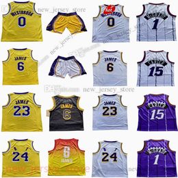 LeBron 6 James Jersey Custom Youth Printed Basketball Jerseys 3 Anthony Davis Austin Reaves #24 Russell Westbrook 1 Tracy McGrady Vince Carter Shorts Kids S-XL