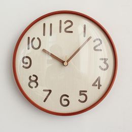 Wall Clocks 12 Inch Solid Wood Clock Round Creative Minimalism Quiet Home Living Room Restaurant Openworked Numerals Dial