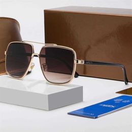Designer Fashion Side Cut Square Large Frame Sunglasses Metal Double Beam Street Po Driver Casual 1DVJH159M