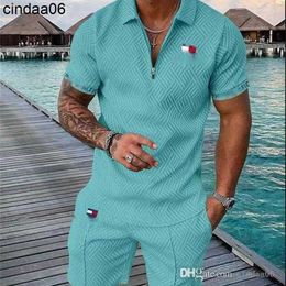 2023 4XL 5XL Designer Mens Tracksuits Summer Brand Printed Outfits Cotton Polo Short Sleeve T-shirt And Shorts Sports Suit5