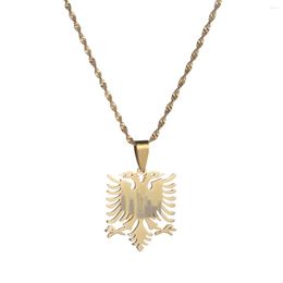 Pendant Necklaces Albania Eagle Polishing Stainless Steel Jewelry Ethnic Gifts For Women Men