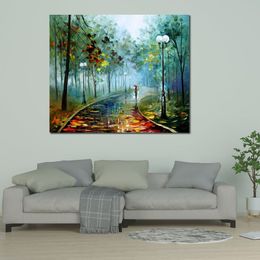 City Life Landscape Canvas Art The Fog Jf Passion Hand Painted Kinfe Painting for Hotel Wall Modern