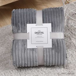 Blanket Stripe Fleece Throw Blanket for Sofa Plush Blanket for Bed Baby Comforter luxury solid Bed Sheet Bedding Coverlet R230617