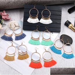 Dangle Chandelier Large Circle Earrings Female Charm Gold Alloy Long Tassel Pendant Drop Delivery Jewelry Dhgxl