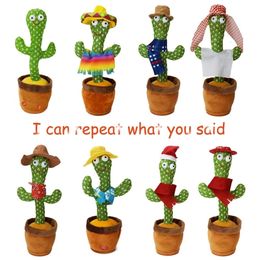 Decorative Objects Figurines Dancing Cactus Repeat Talking Toy 120 Song Speaker Wriggle Sing Talk Plushie Stuffed Toys for Baby Adult Xmas Gift 230616