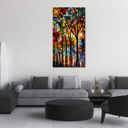 Abstract Canvas Art The Spectrum of The Rain Hand Painted Cityscapes Painting for Hotels Decor Modern