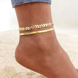 Anklets Anti Allergy Stainless Steel Women Snake Chain Summer Ocean Beach Ankle Foot Leg Bracelet Mother Daughter Gift Jewelry 230607