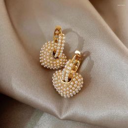 Dangle Earrings 2023 Design Sense Small Pearl Geometric Squaer Pendant For Woman Korean Fashion Jewellery Party Girls Luxury Accessories