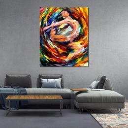 Contemporary Abstract Art Whirlwind of Feelings Handmade Figure Artwork on Canvas Rest Room Decor