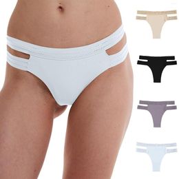 Stage Wear Women's Mixed Color 3 Pack Seamless T Shaped Low Rise Ice Silk Quick Drying Underwear Briefs Panties For Women Cotton